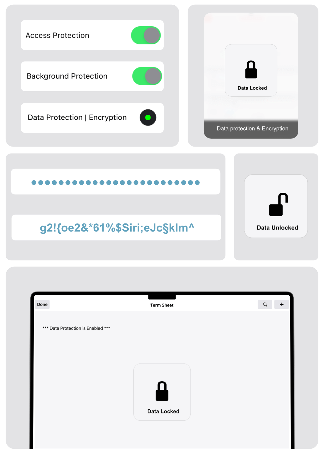 Security in venture capital app for term sheet and financing
