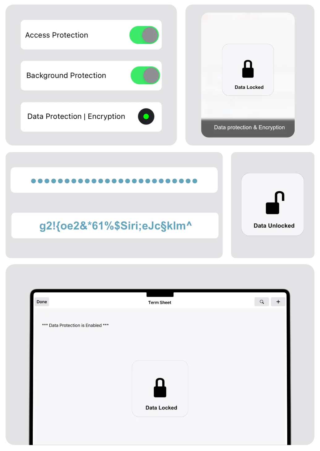 Security in venture capital app for term sheet and financing
